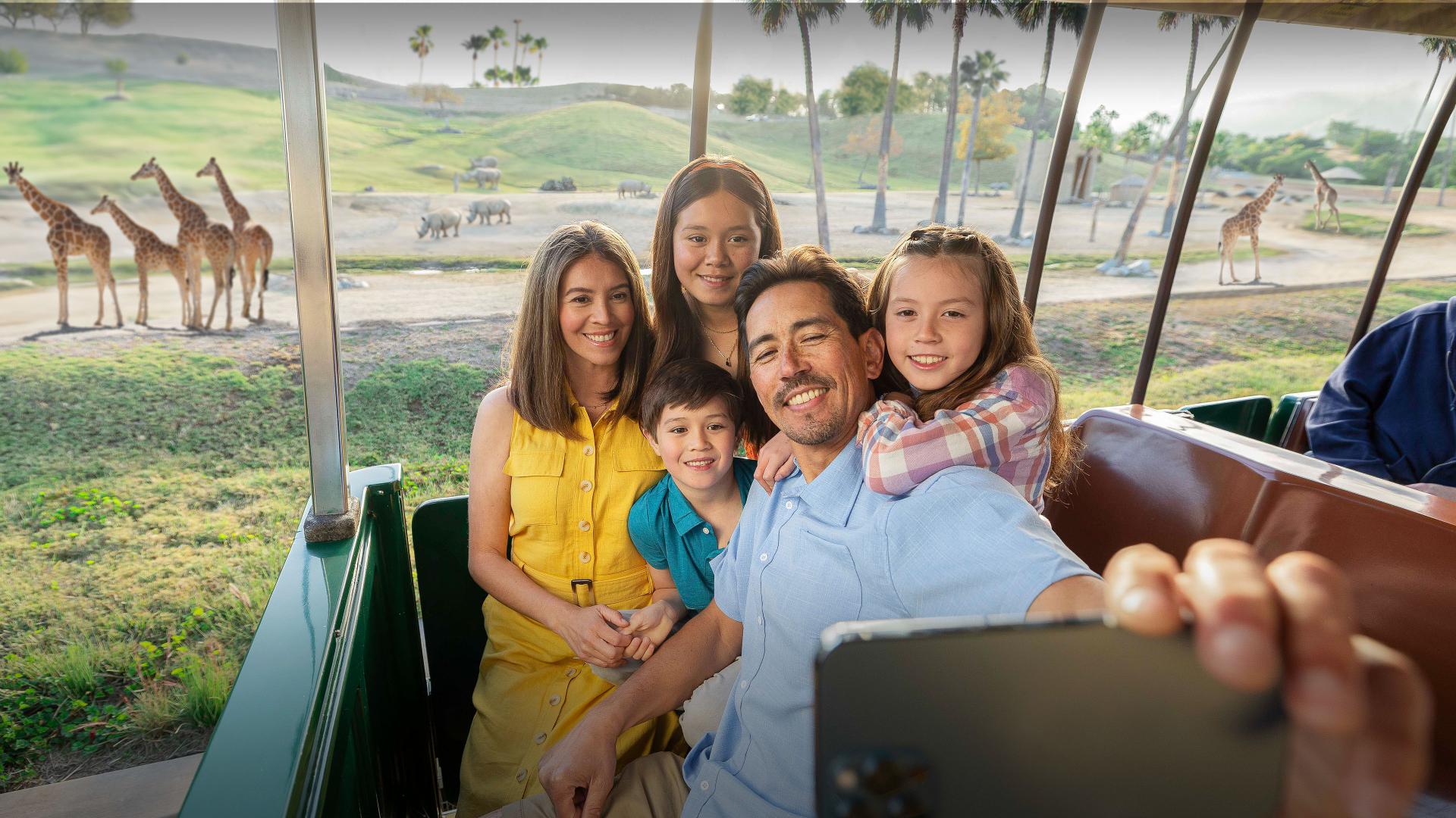 family on africa tram