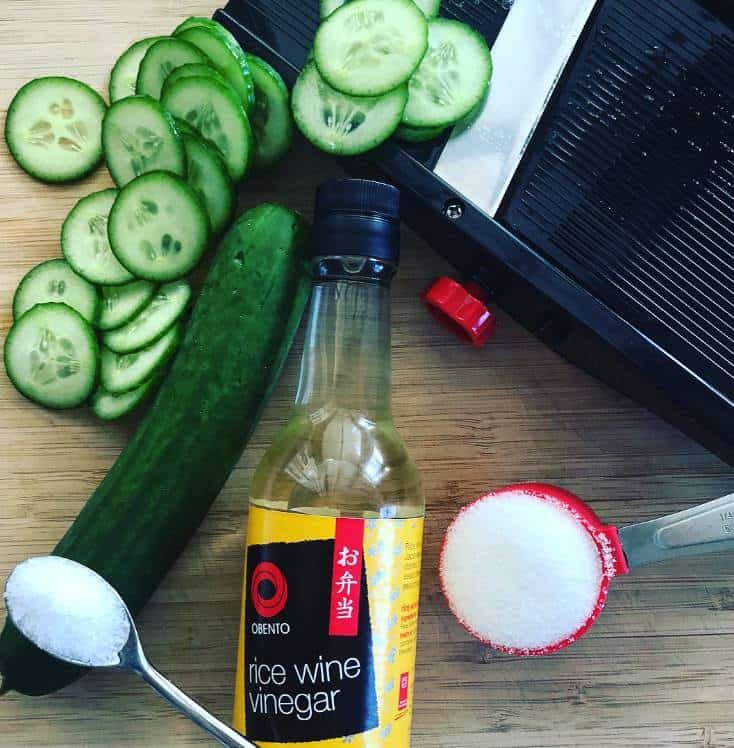 Pickled Cucumbers Sliced cucumber, rice vinegar & mandoline