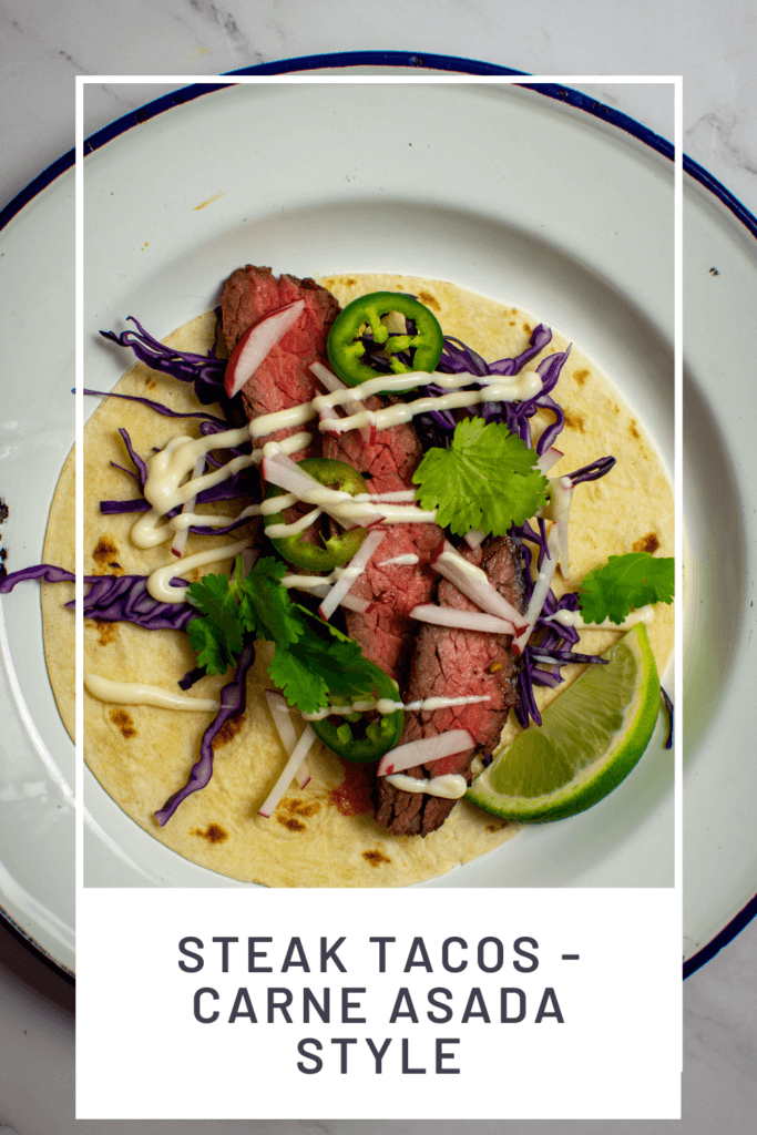steak taco carne asada style on a plate