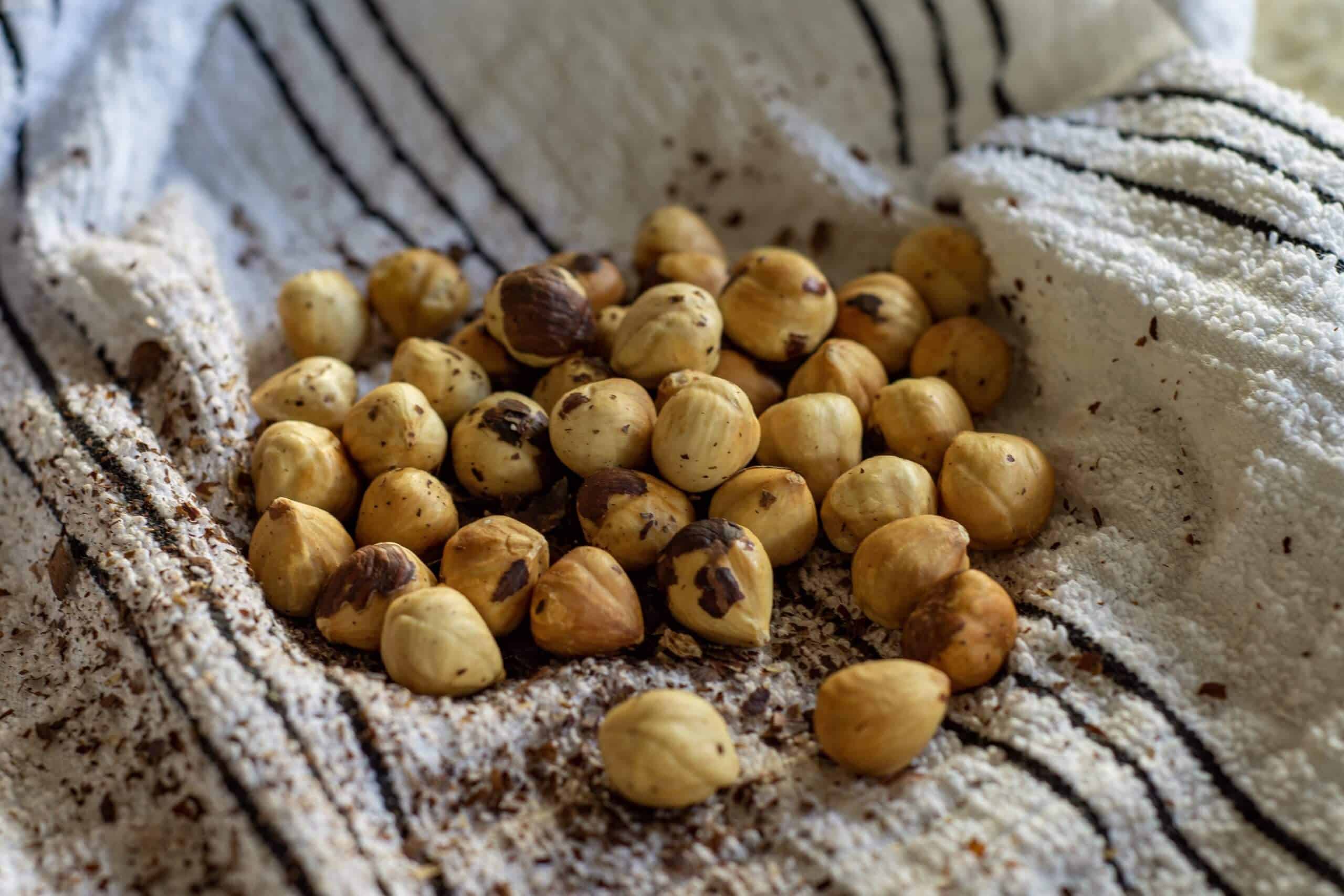 Roasted Hazelnuts Roasted Hazelnuts in a kitchen towel