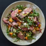 Grilled lamb & roasted veg salad in a bowl
