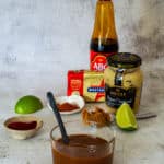 miso steak sauce in a jar and ingredients used to make it