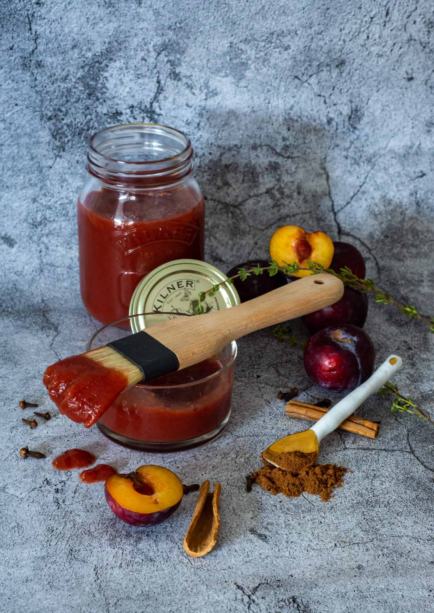 plums, spices and plum bbq sauce