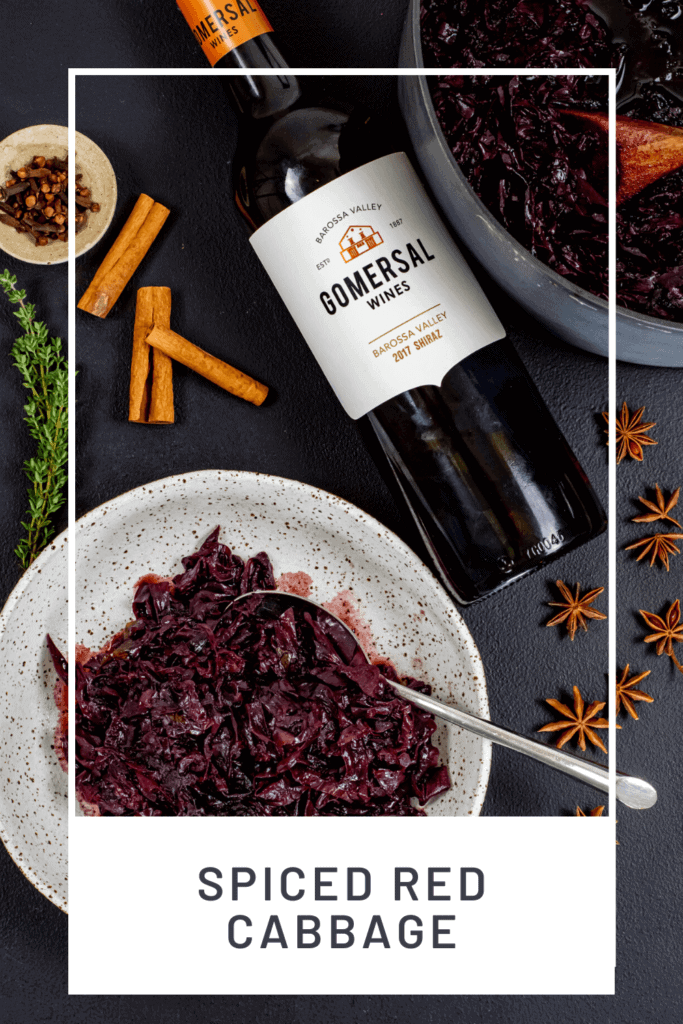 cooked red cabbage, gomeral shiraz and spices