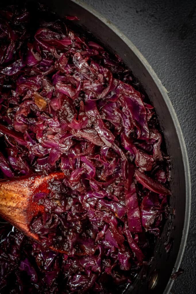 bowl of braised red cabbage