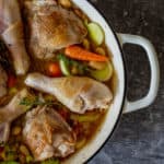 Chicken & vegetables in shallow casserole dish