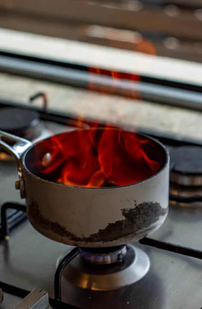 brandy being flambeed