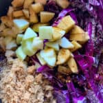 red cabbage ingredients in pot