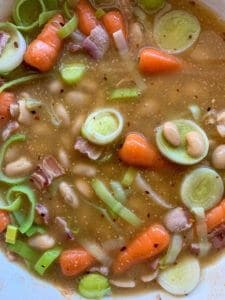 veggies and butterbeans in stock