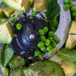 avocado, mint, salt, pepper & peas in a ninja blender