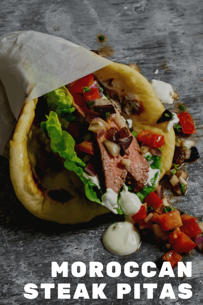 Moroccan steak pita with salsa