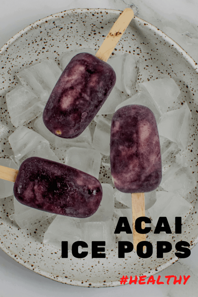 3 acai ice pops in a bowl of ice