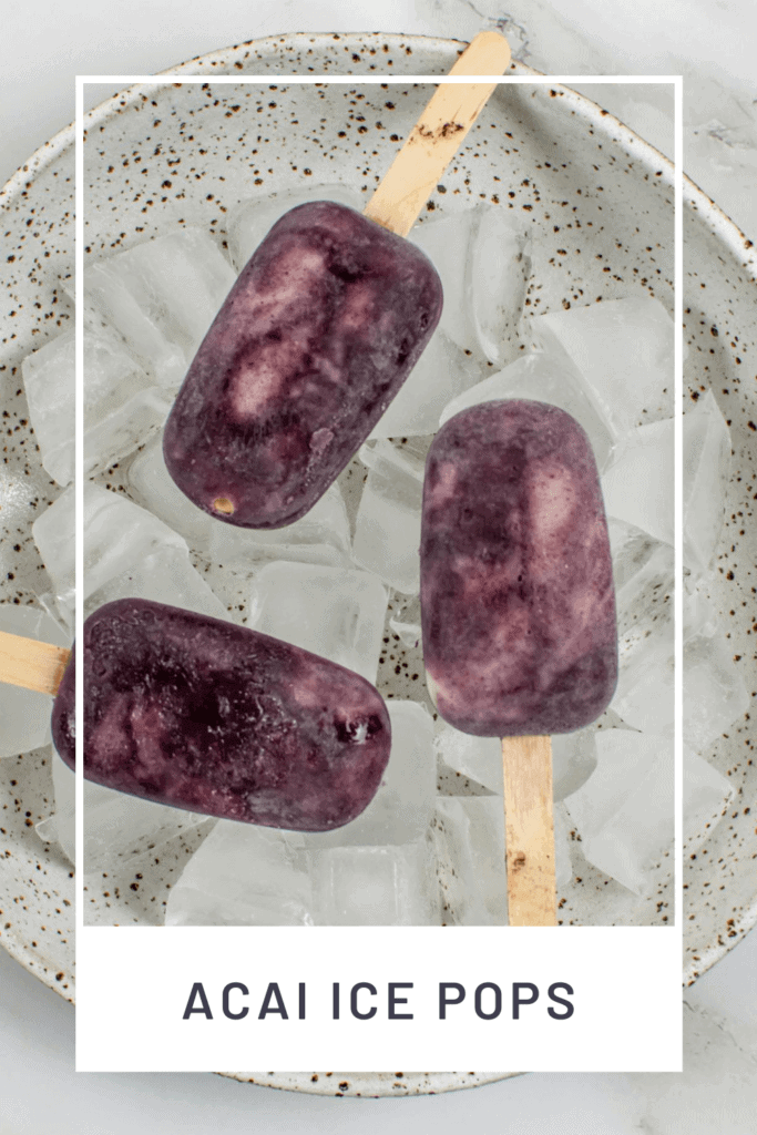 3 acai ice pops in a bowl of ice