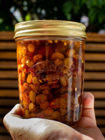 pickled raisins in a kilner jar