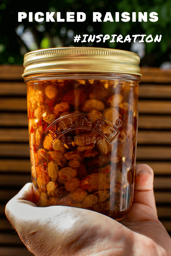pickled raisins in a kilner jar