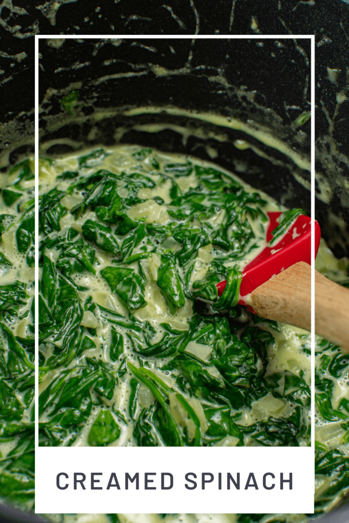 creamed spinach in a scanpan saucepan