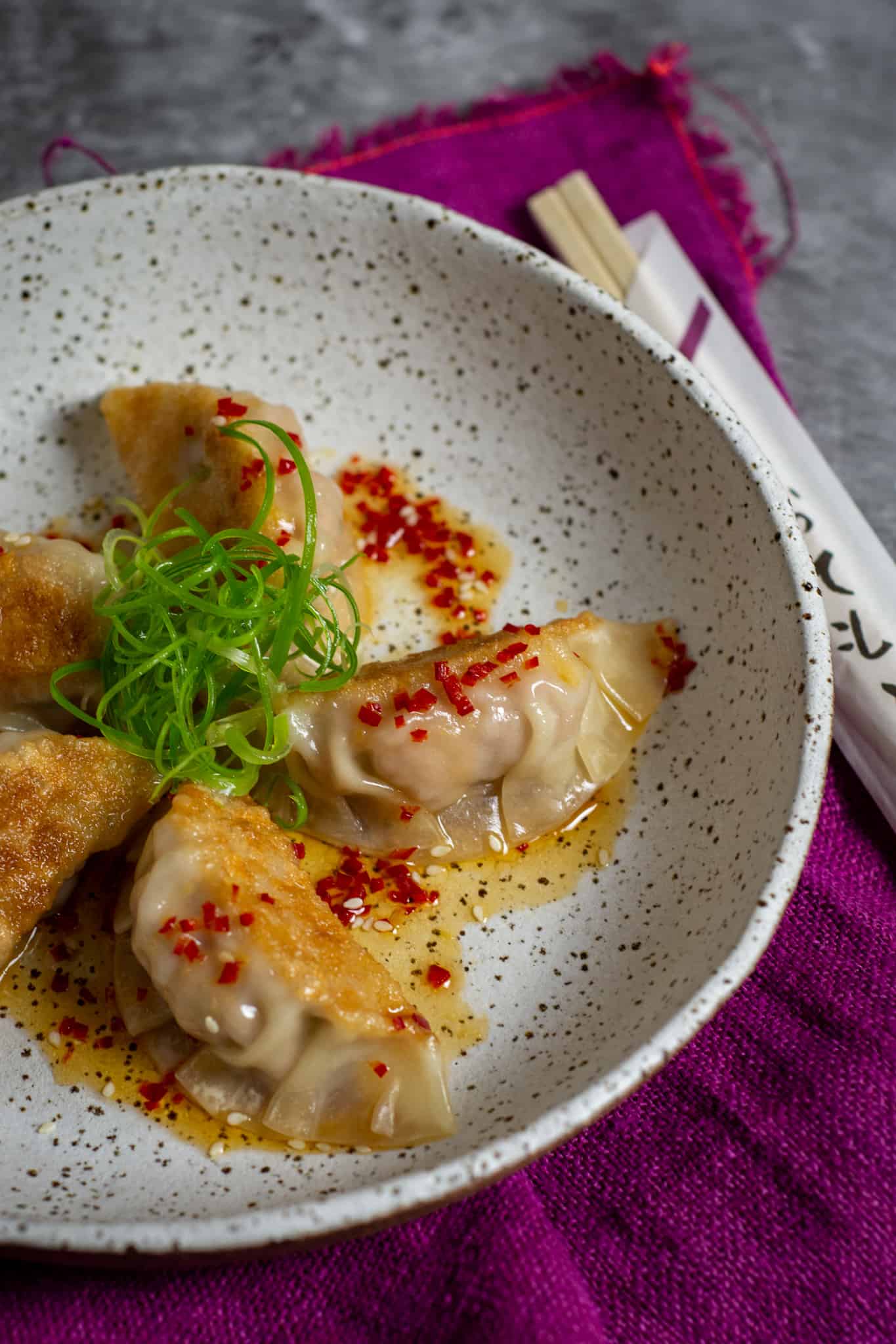 pork & prawn dumplings in a bowl