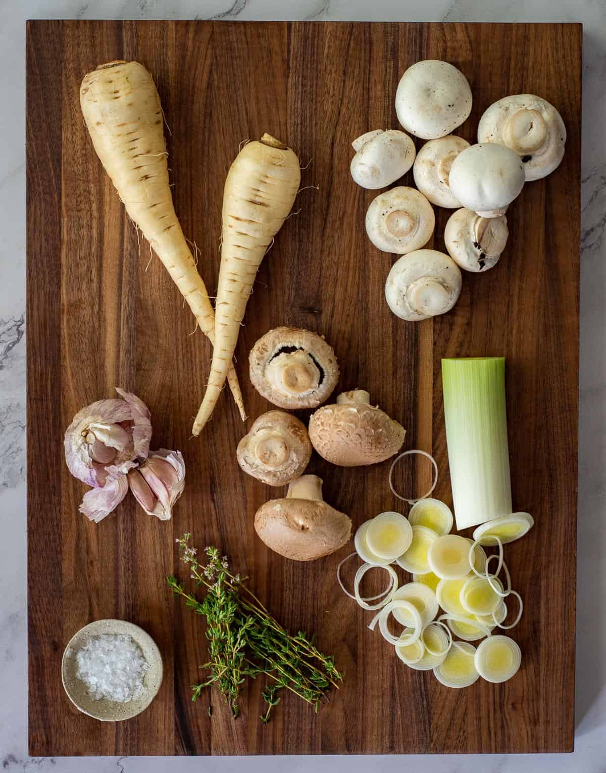 vegetables on a global chopping board