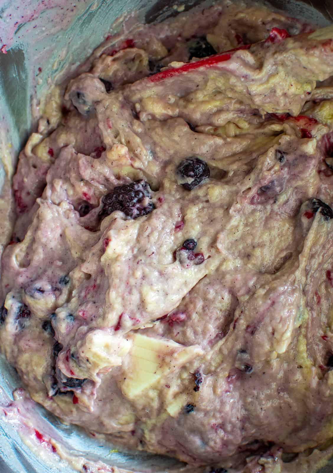 white chocolate muffin mixture in a bowl