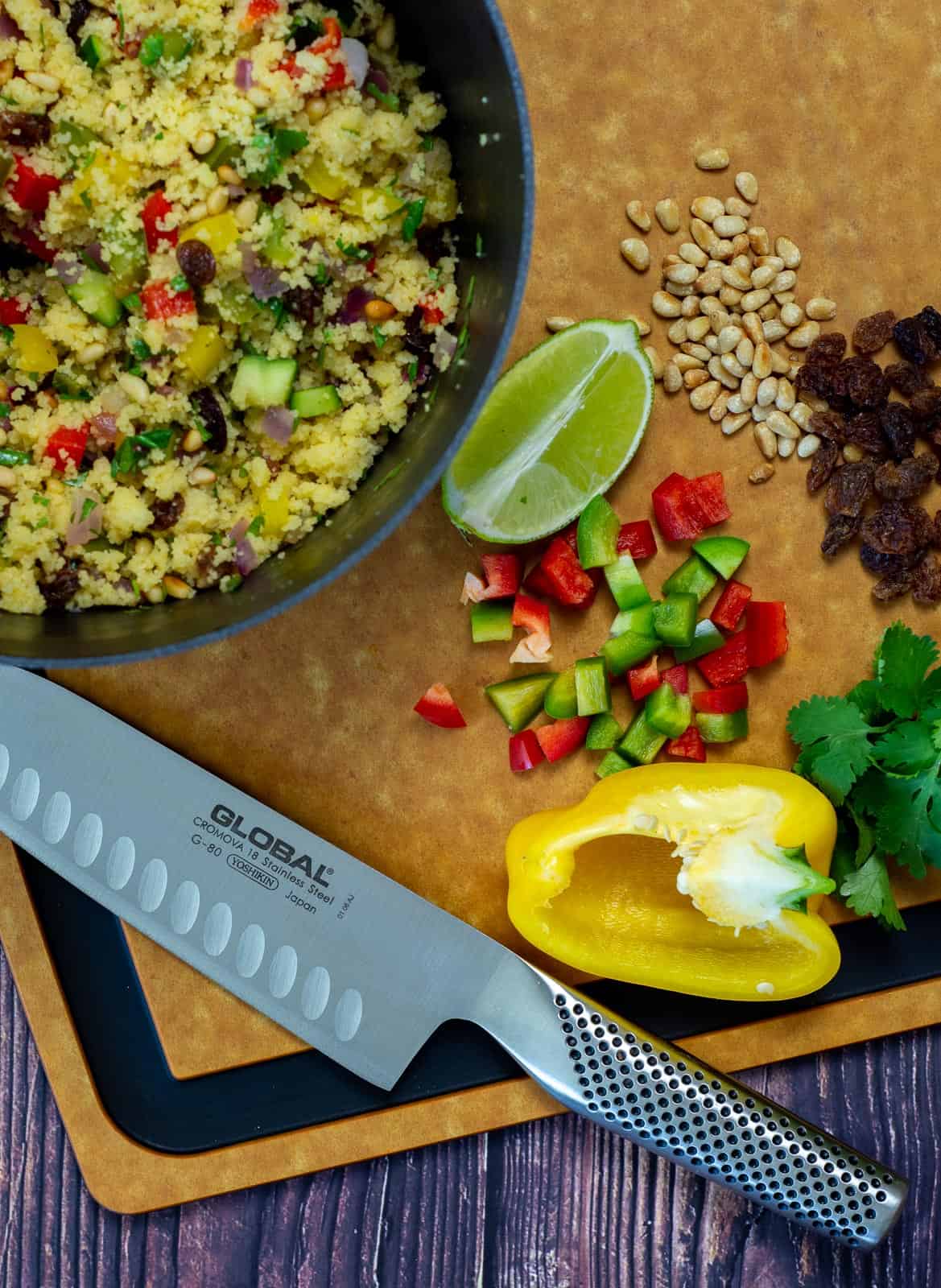 coucous  and ingredients for moroccan lamb leg