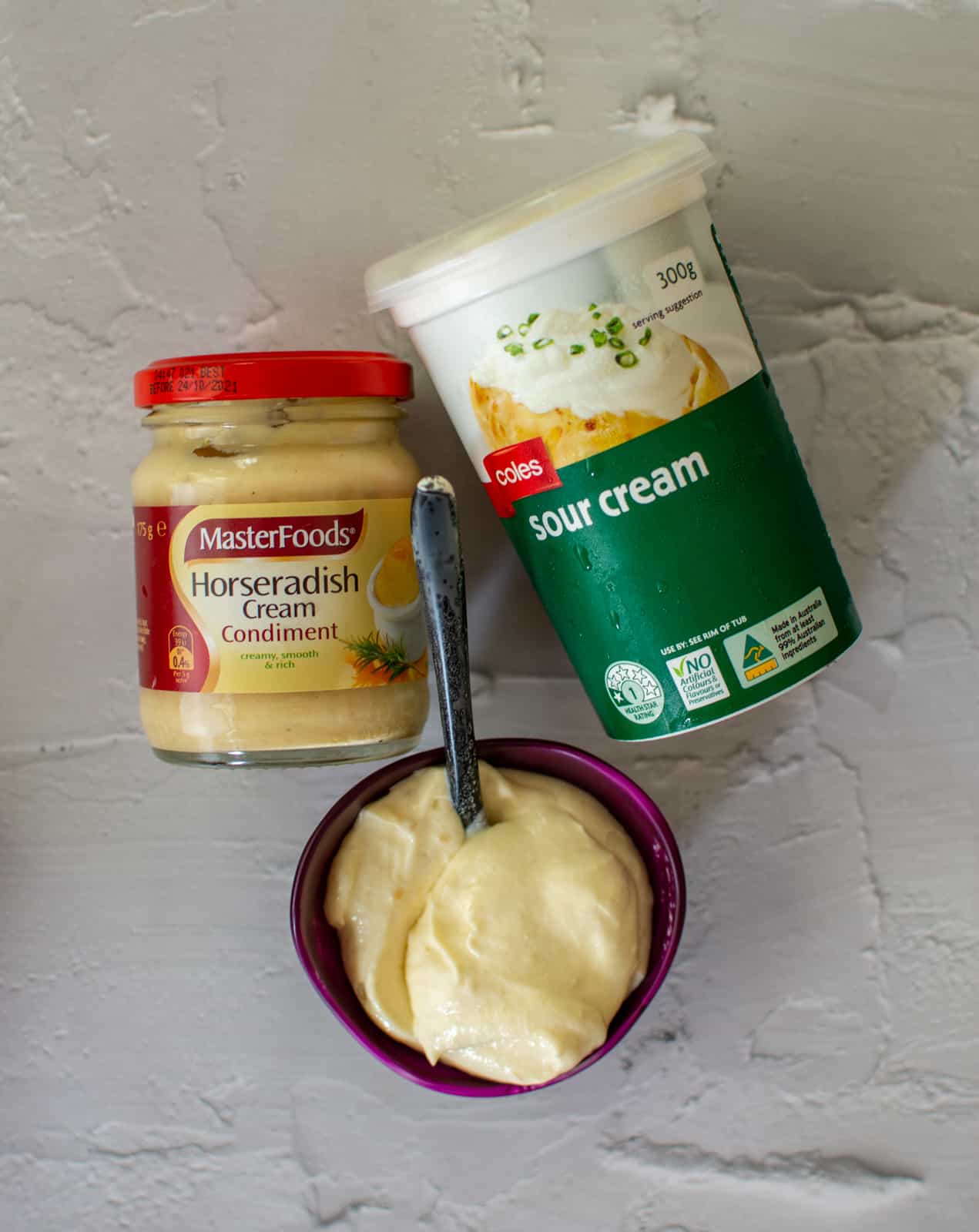 horseradish & sour cream on a white background