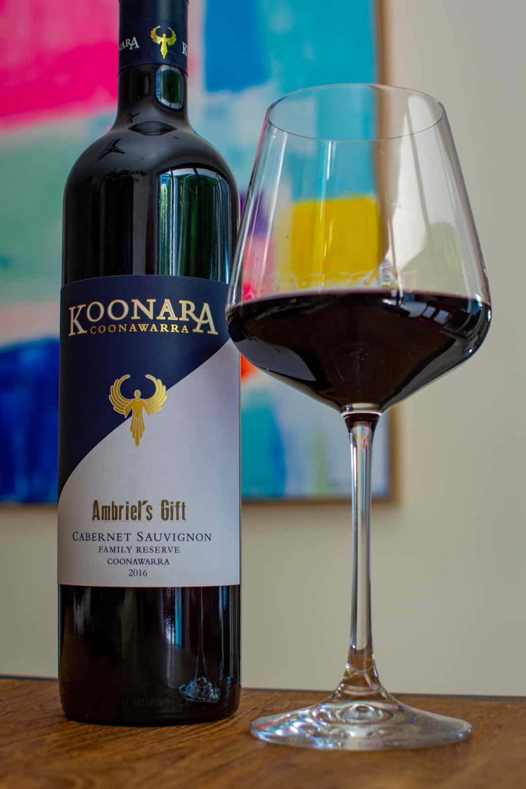 koonara cabernet sauvignon bottle and glass of wine