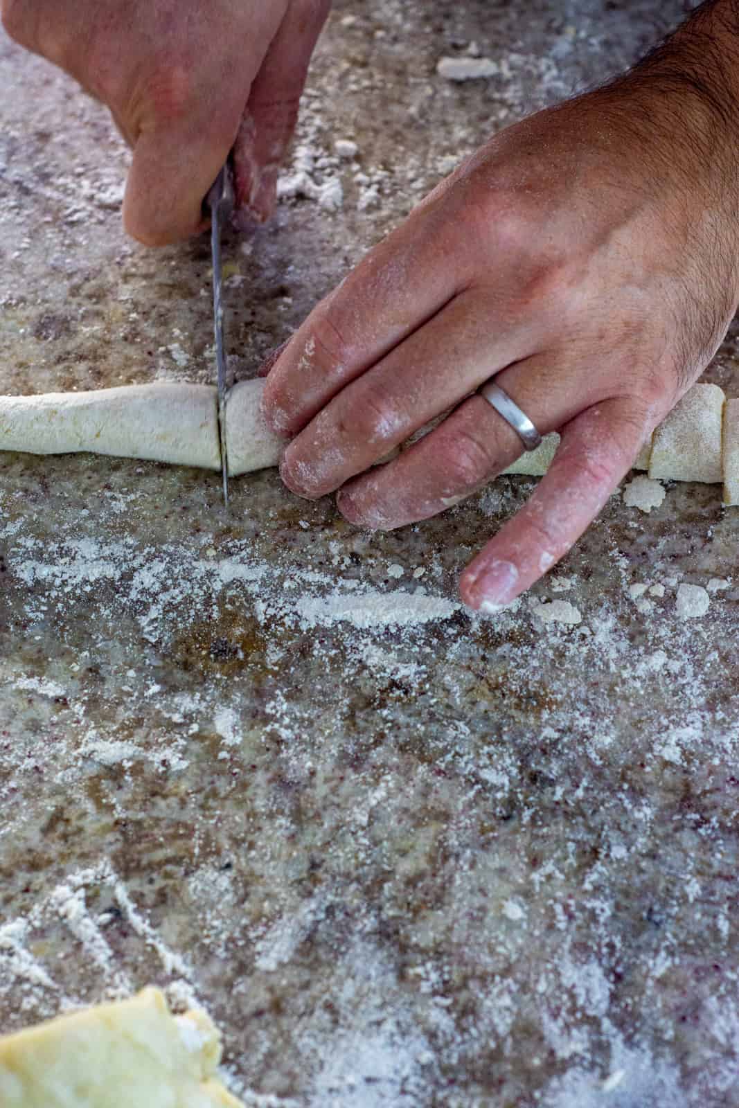 gnocchi being cut 