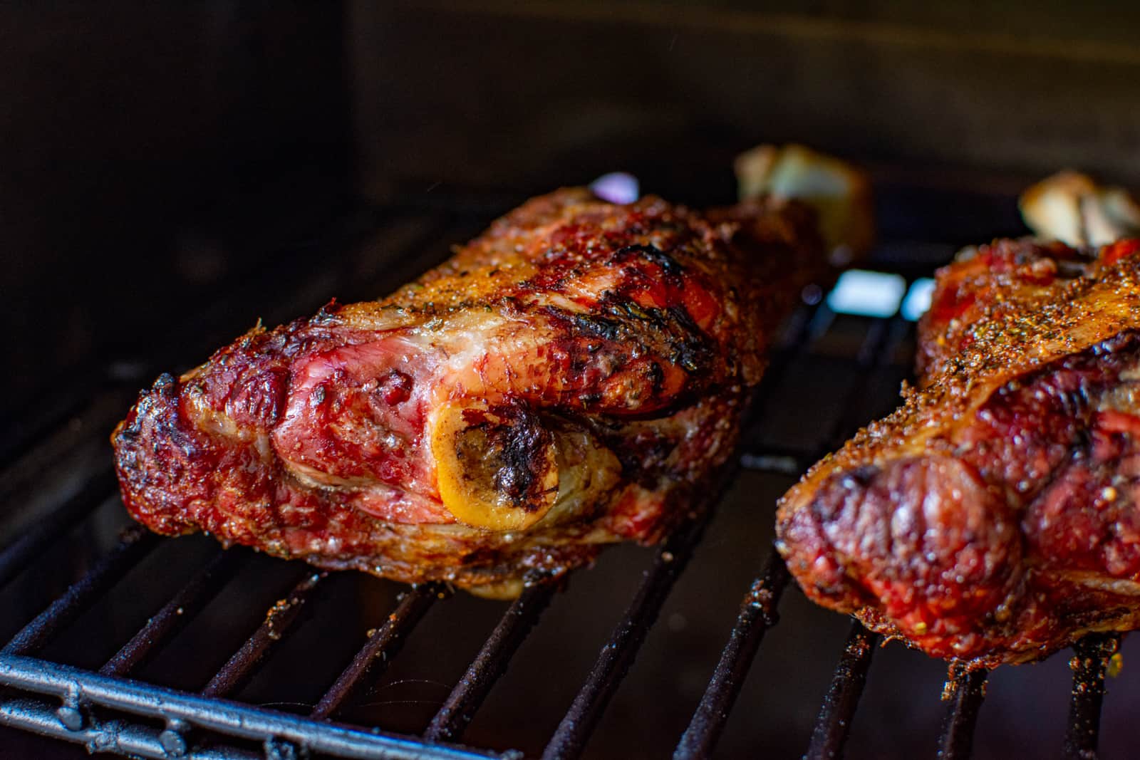 smoked lamb shanks in a BBQ