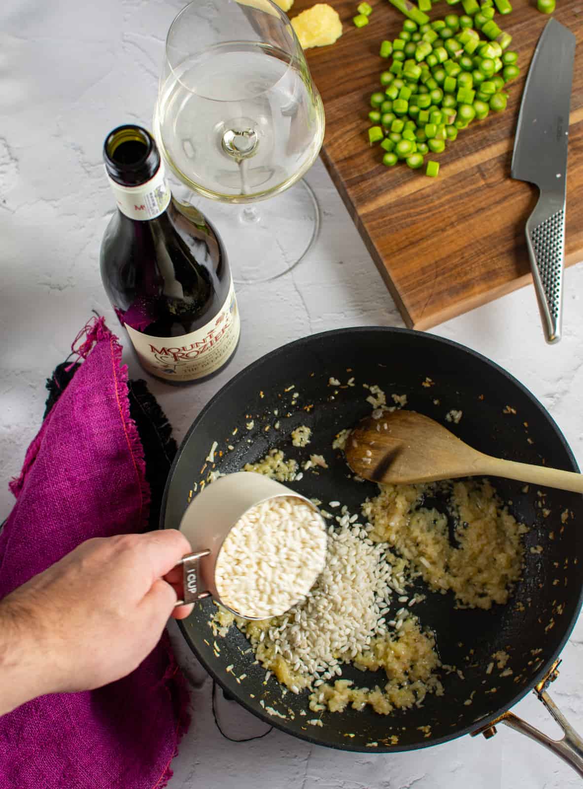 rice being toasted for risotto