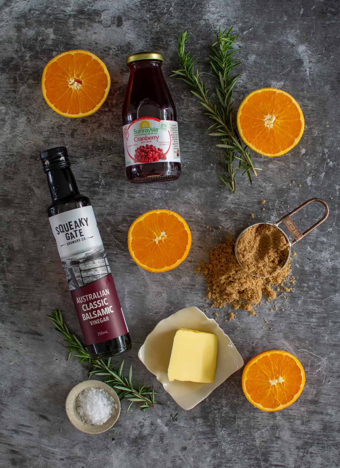 glaze ingredients on a counter top
