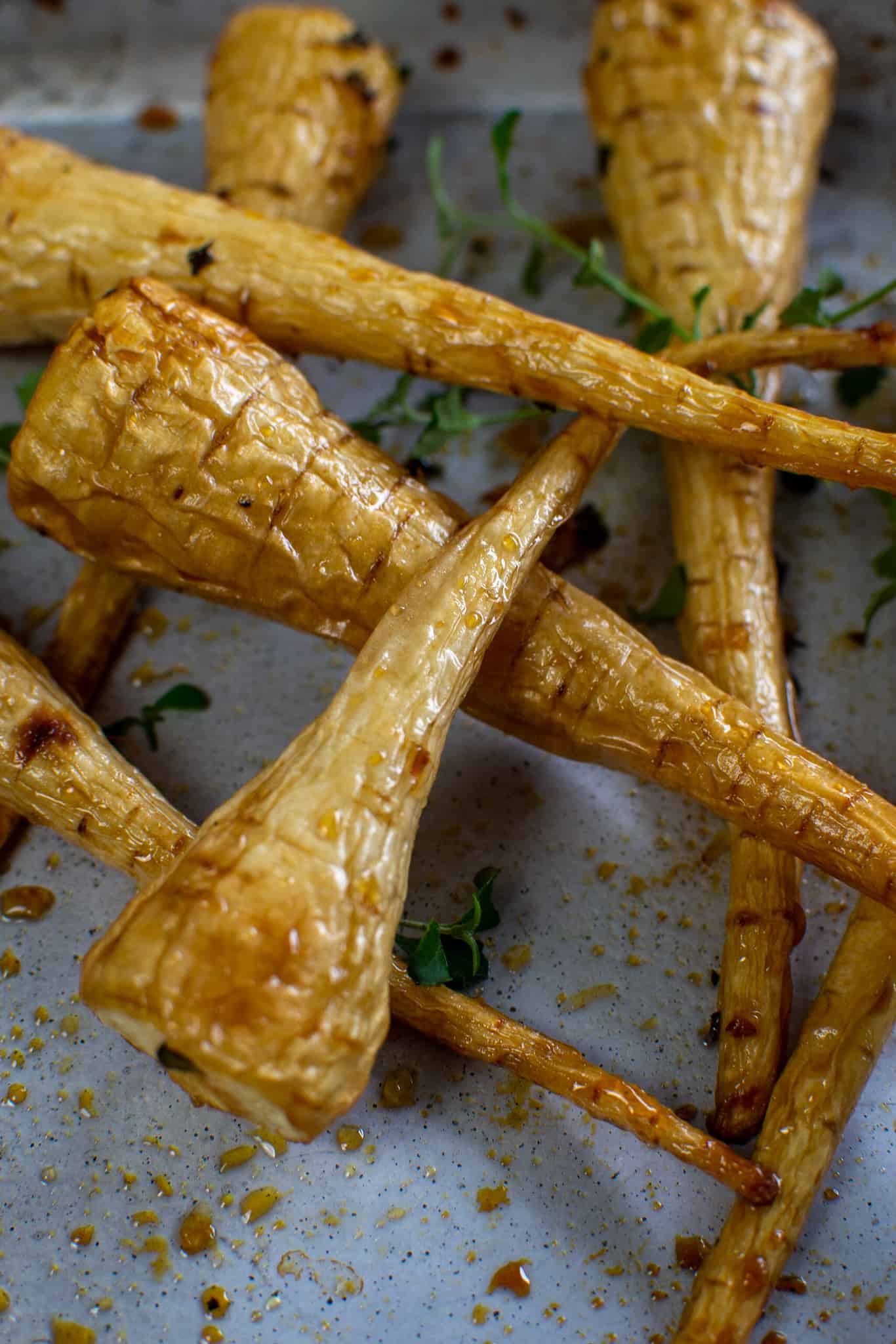 roasted parnips on a tray