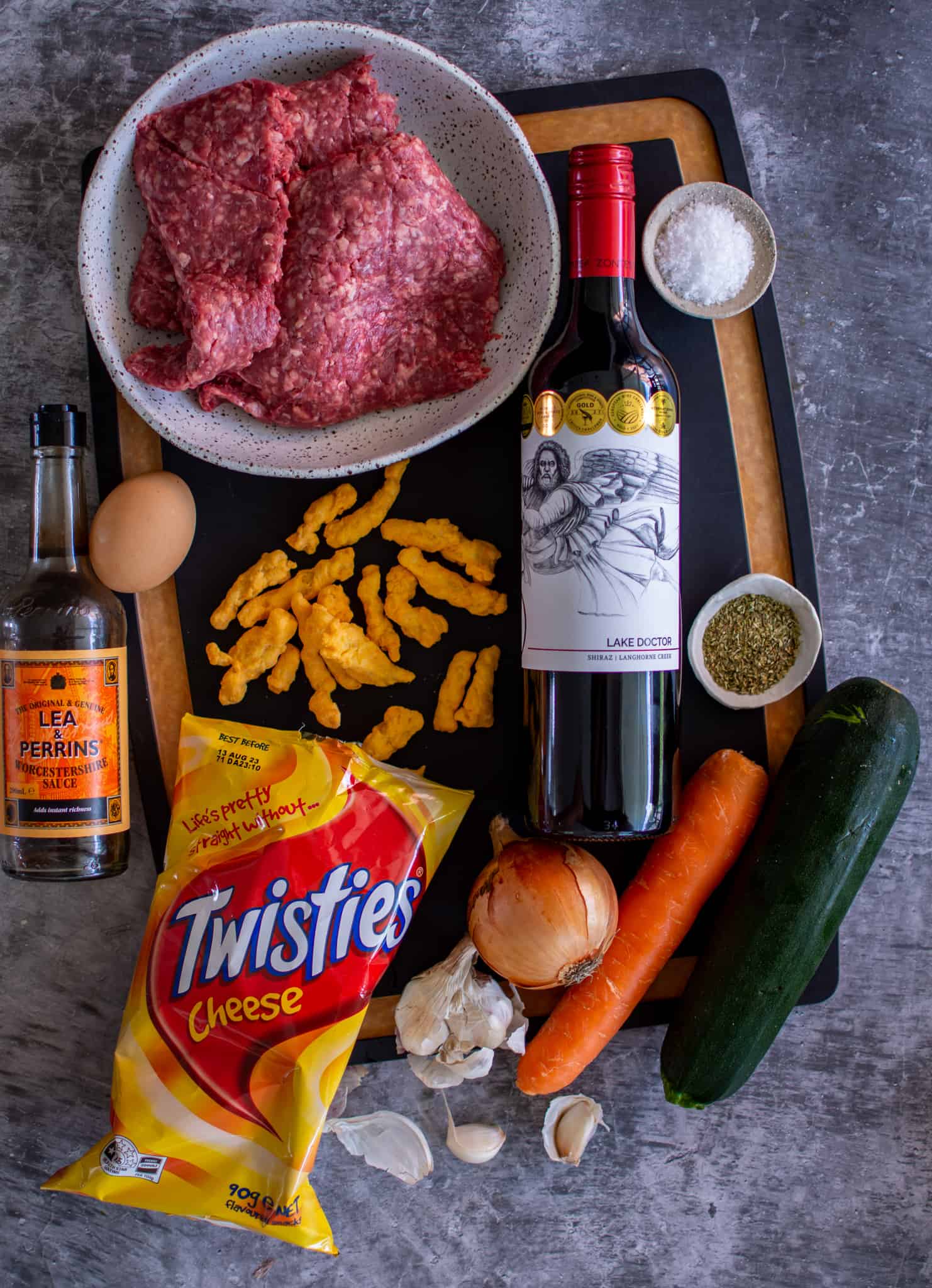 ingredients to make beef rissoles